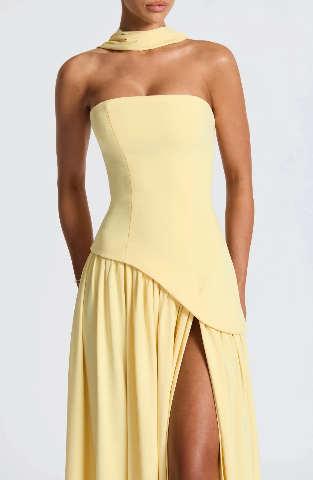 Ruby | Elegant Black Bridesmaid Dresses with Halter Neckline - Yellow - 5