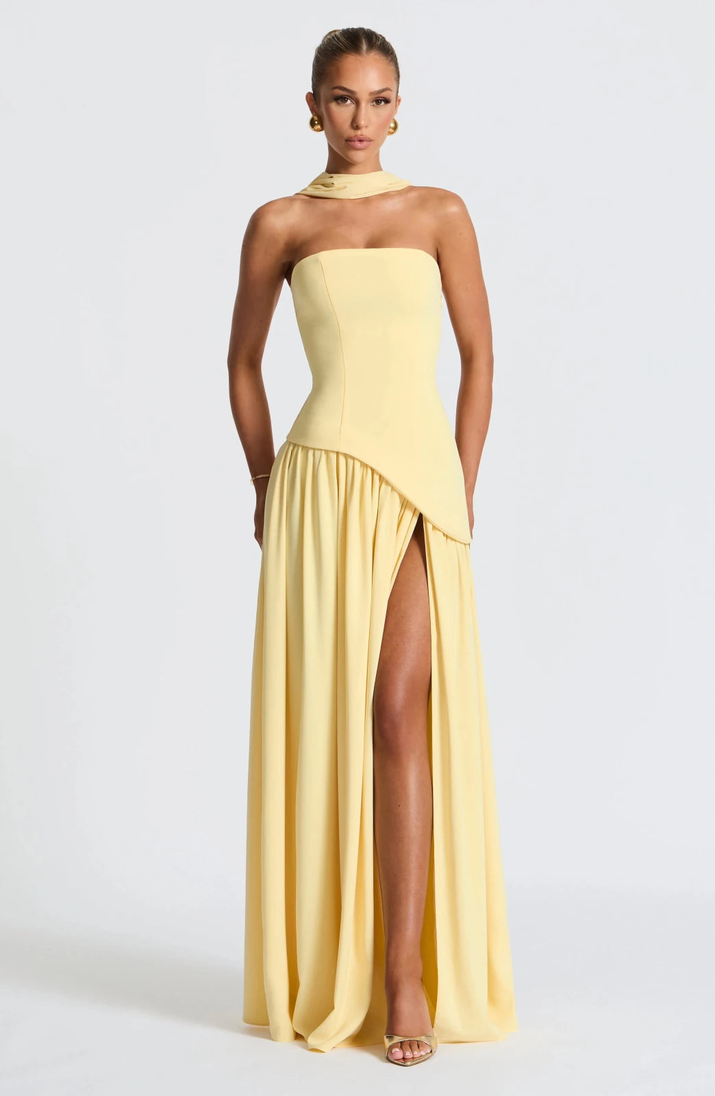 Ruby | Elegant Black Bridesmaid Dresses with Halter Neckline - Yellow - 2