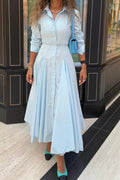 Florence | Elegant Button-Up Belted Maxi Shirt Dress