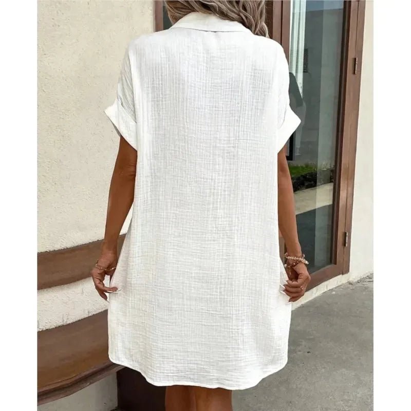 Alba | Chic Button - Up Shirt Dress With Pockets - Pink - 7