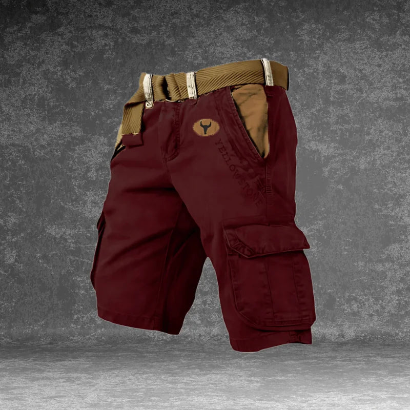 Rot Men's Cargo Shorts with Pockets — Atticus Utility Belt Comfort - Flat Lay