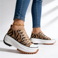 Women's Chunky Platform Sneakers — Violet Lace-Up Low-Top Casual