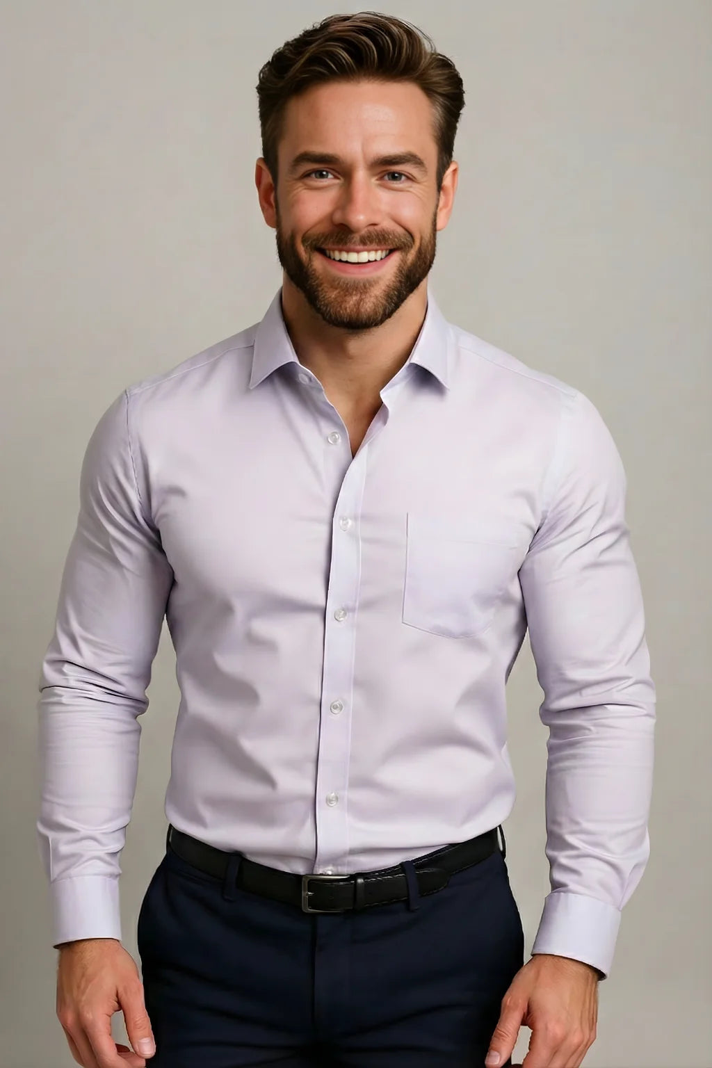 Lilac Men's Long Sleeve Shirt Classic Fit - Business Casual