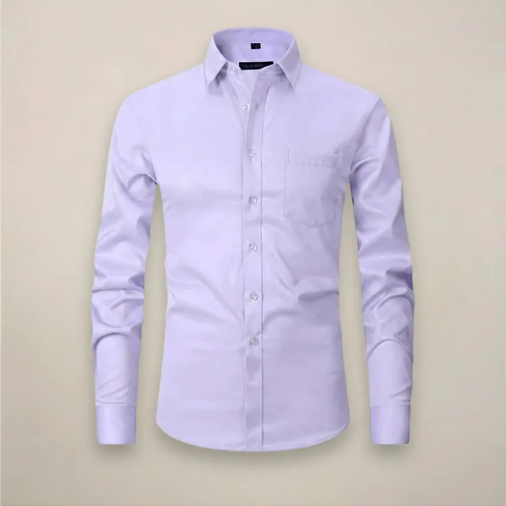 Lilac Men's Long Sleeve Shirt Classic Fit - Flat Lay