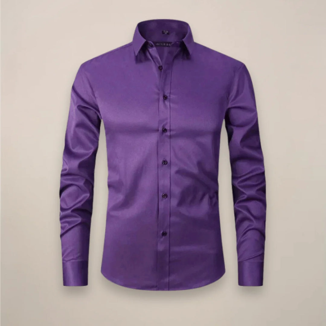 Purple Men's Long Sleeve Shirt Classic Fit - Flat Lay