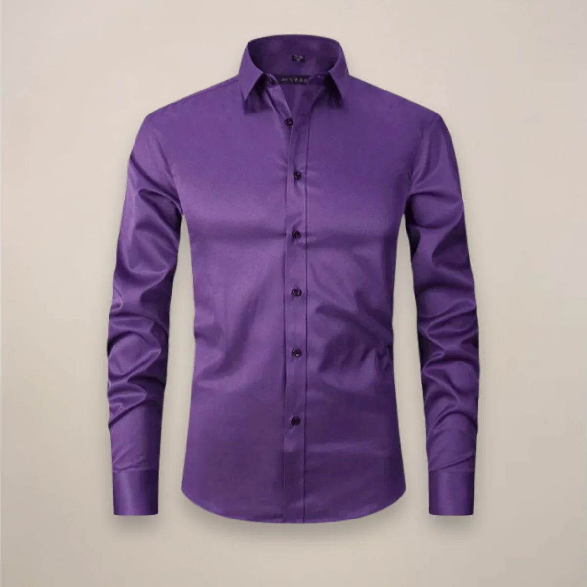 Purple Men's Long Sleeve Shirt Classic Fit - Flat Lay