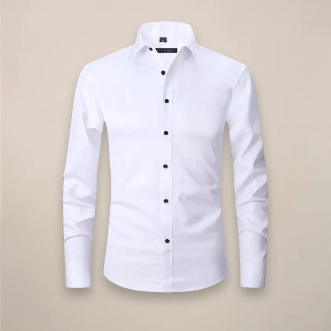 White Men's Long Sleeve Shirt Classic Fit - Product Detail