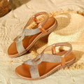 Matilda | Comfortable Elastic Strap Gold Sandals