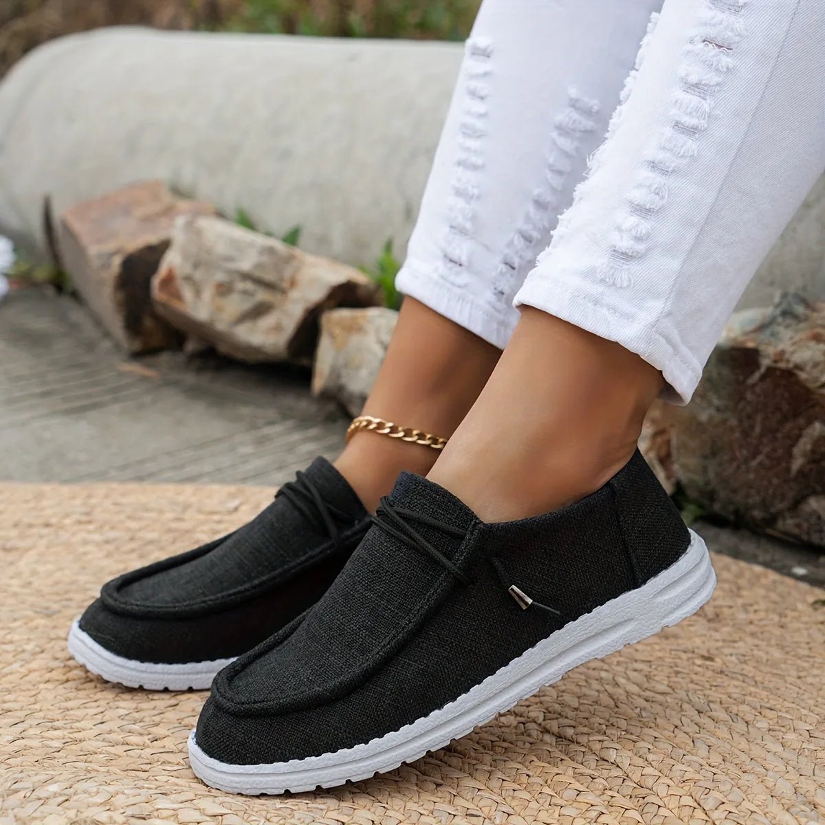 Chloe | Comfortable Slip - On Canvas Shoes - Gray - 4