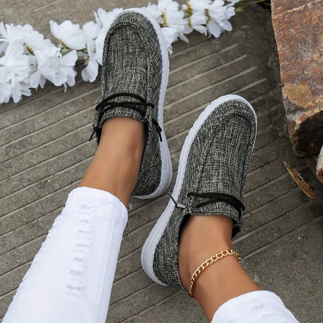 Chloe | Comfortable Slip - On Canvas Shoes - Gray - 1