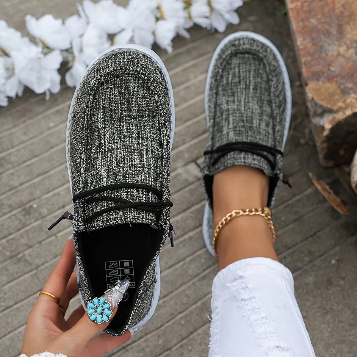 Chloe | Comfortable Slip - On Canvas Shoes - Gray - 2