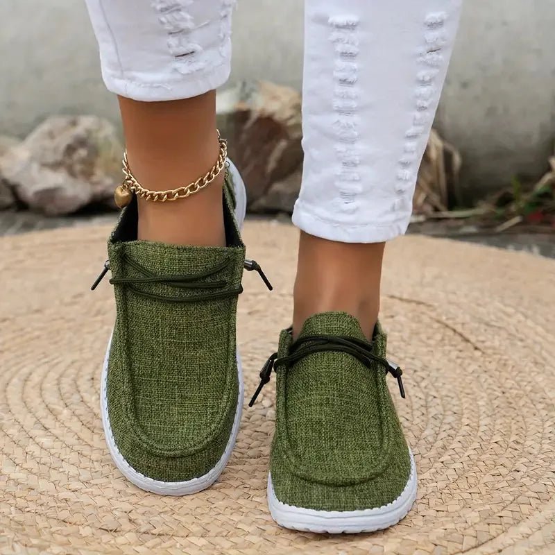Chloe | Comfortable Slip - On Canvas Shoes - Green - 12