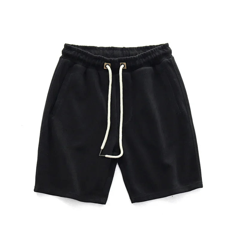Black Men's Cotton Drawstring Summer Shorts — Joss Relaxed Fit Pockets - Front Studio Alt
