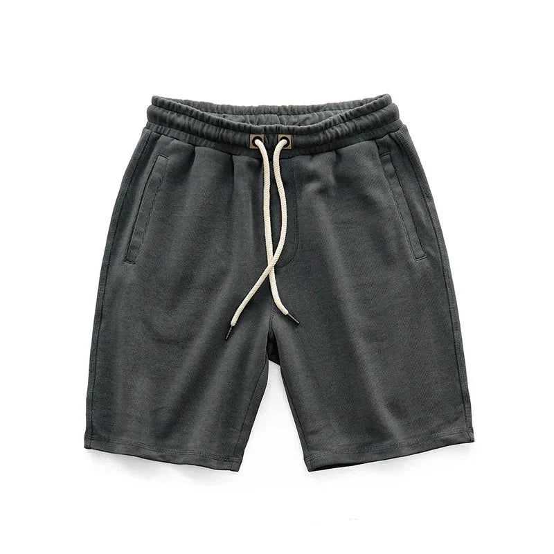 Grey Men's Cotton Drawstring Summer Shorts — Joss Relaxed Fit Pockets - Front Studio