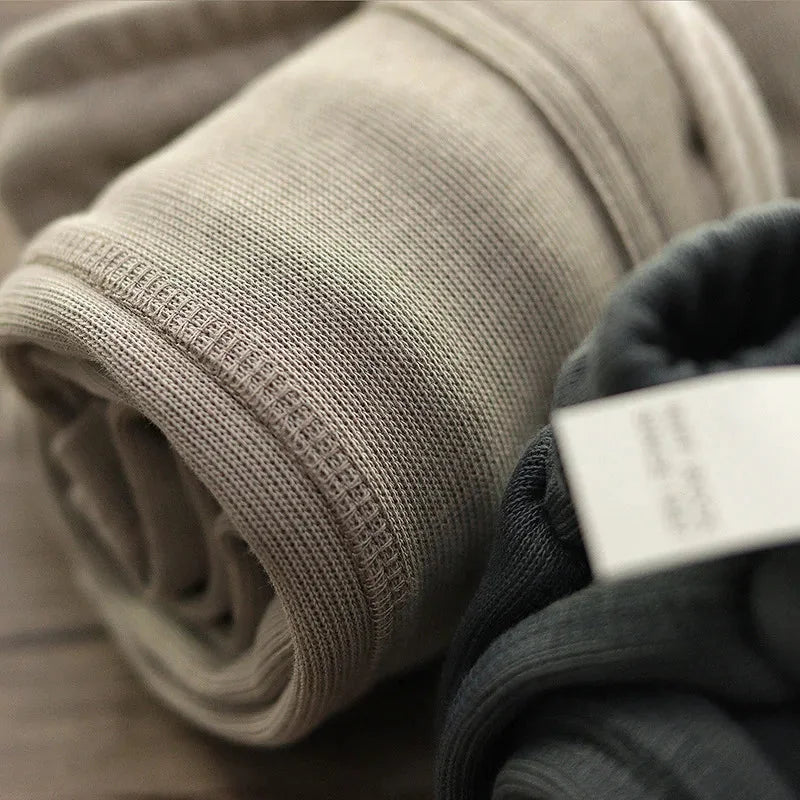 Khaki Men's Cotton Drawstring Summer Shorts — Joss Relaxed Fit Pockets - Fabric Close Up