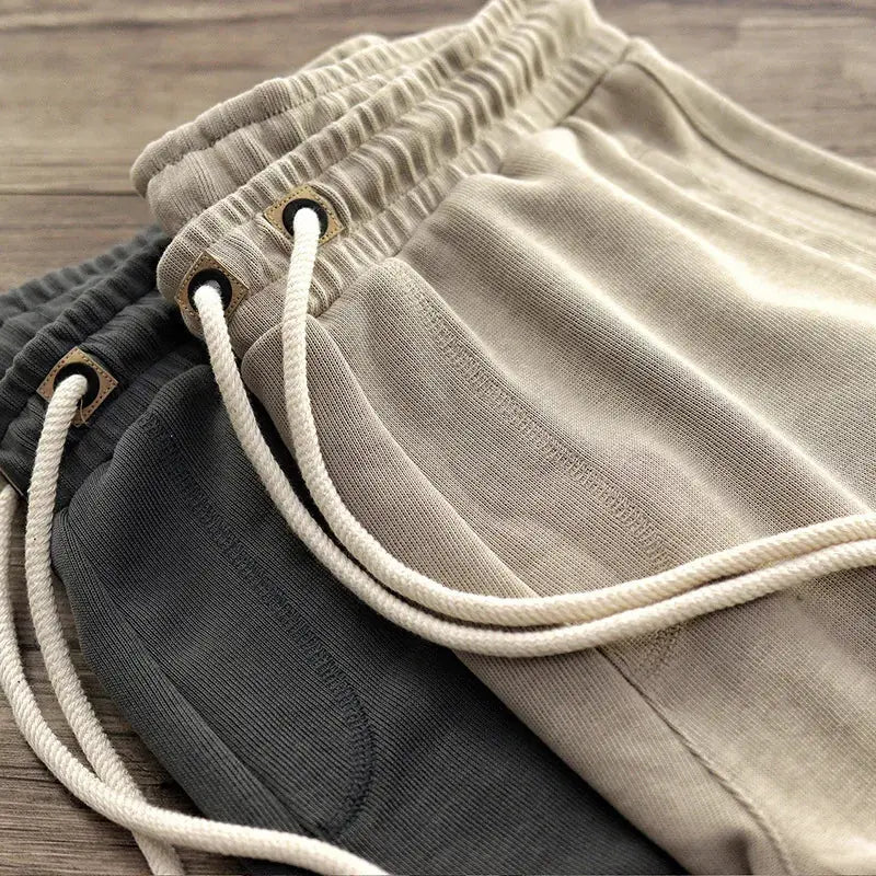 Khaki Men's Cotton Drawstring Summer Shorts — Joss Relaxed Fit Pockets - Waistband Detail