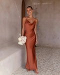 Nadia | Elegant Cowl Neck Satin Maxi Gown