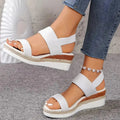 Women's White Platform Sandals — Hattie Cross Strap Espadrille