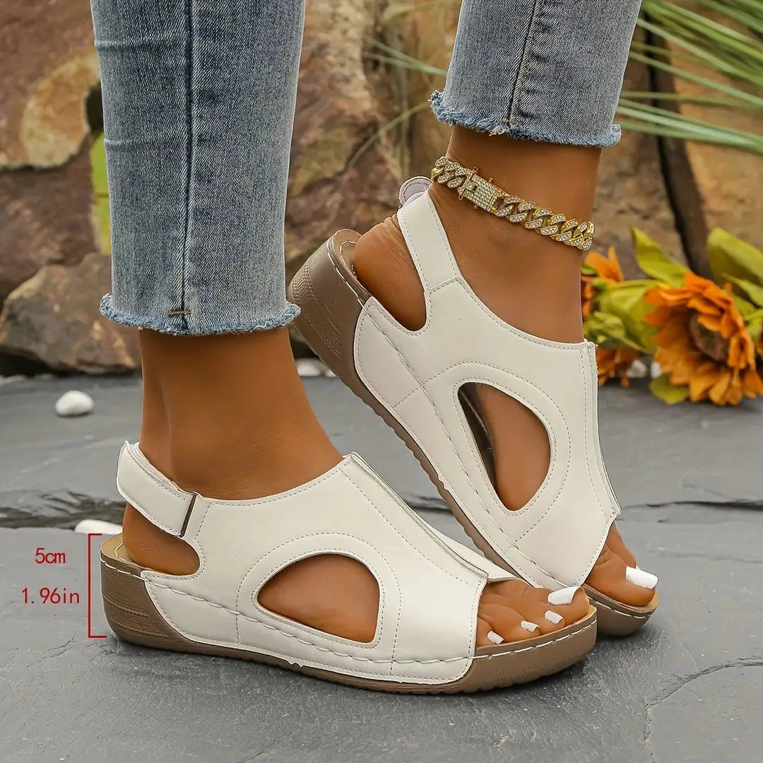 White Women's White Platform Sandals — Riley Cutout Strap Comfort - Worn Lifestyle