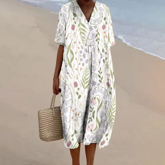 Emma – Casual A-Lijn Linnen Jurk