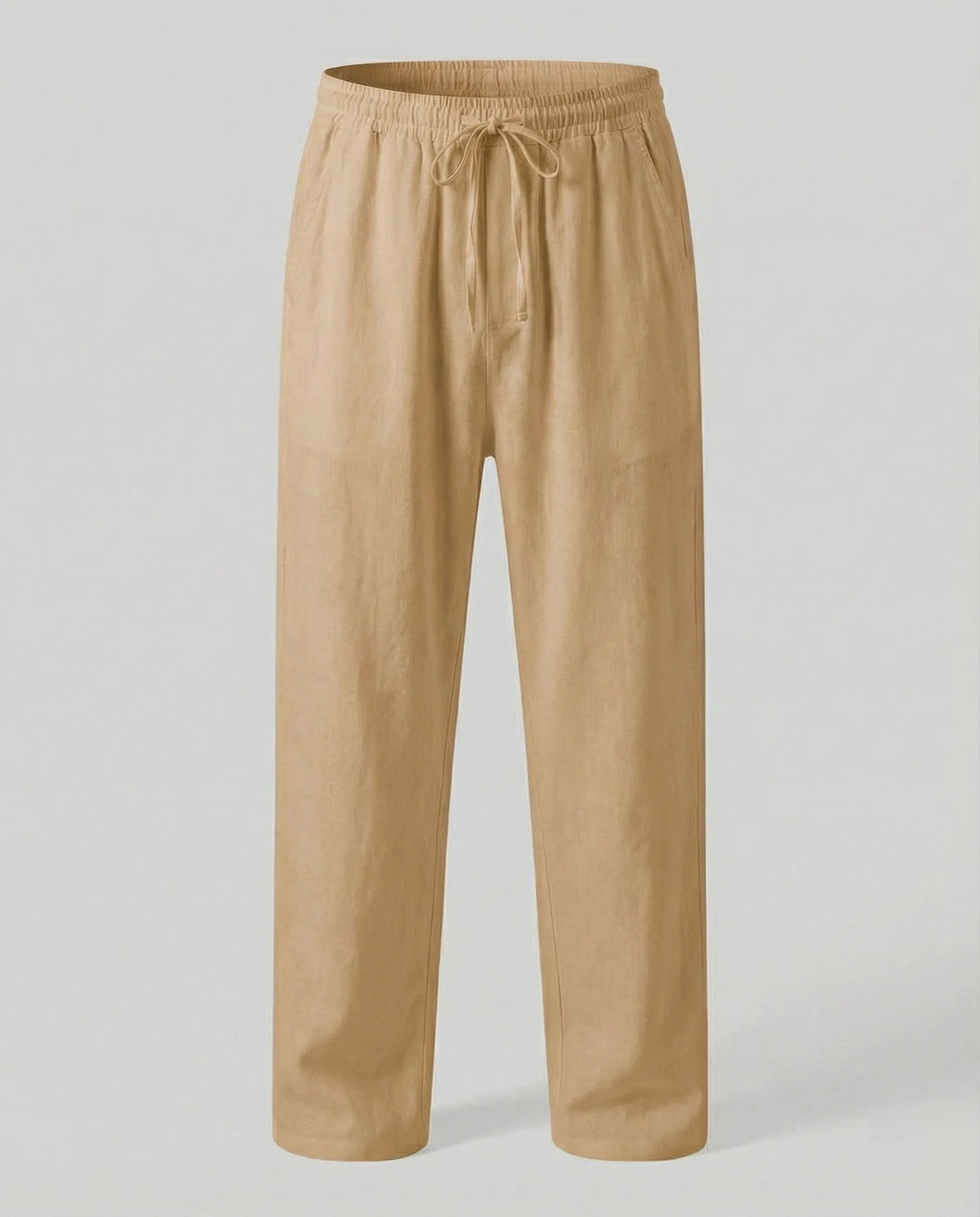 Tan Men's Linen Pants with Drawstring Waist - Studio Display