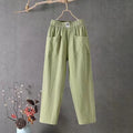 Women's Elastic Waist Pants with Pockets — Camille Linen Breathable Casual