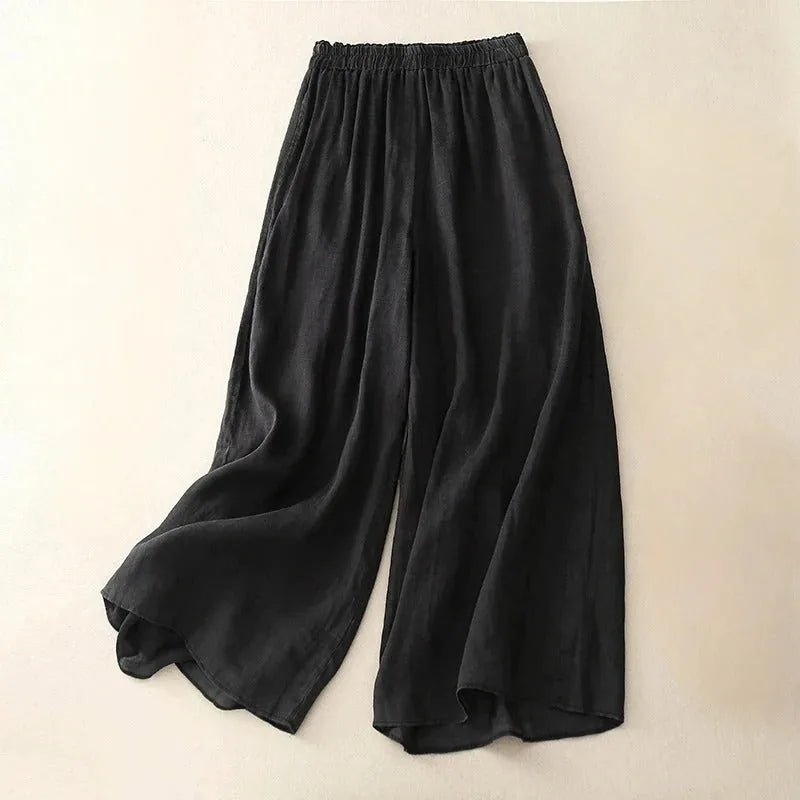 Beatrice | Elegant Wide Leg Pants with Elastic Waist - Black - 4