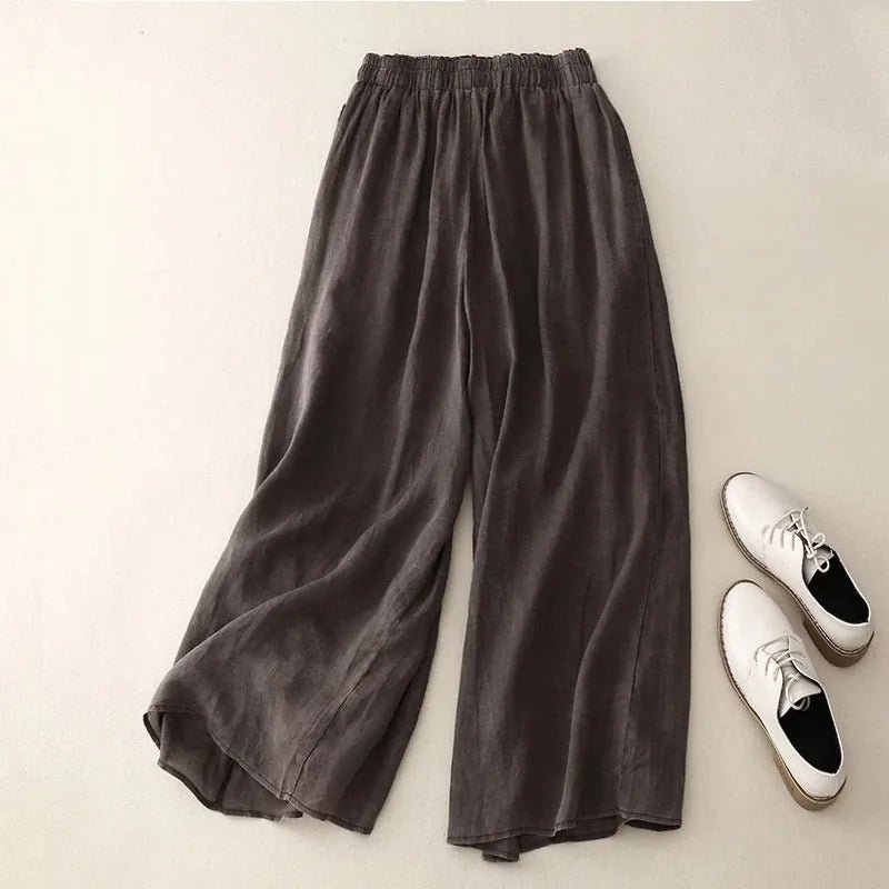 Beatrice | Elegant Wide Leg Pants with Elastic Waist - Dark Gray - 3
