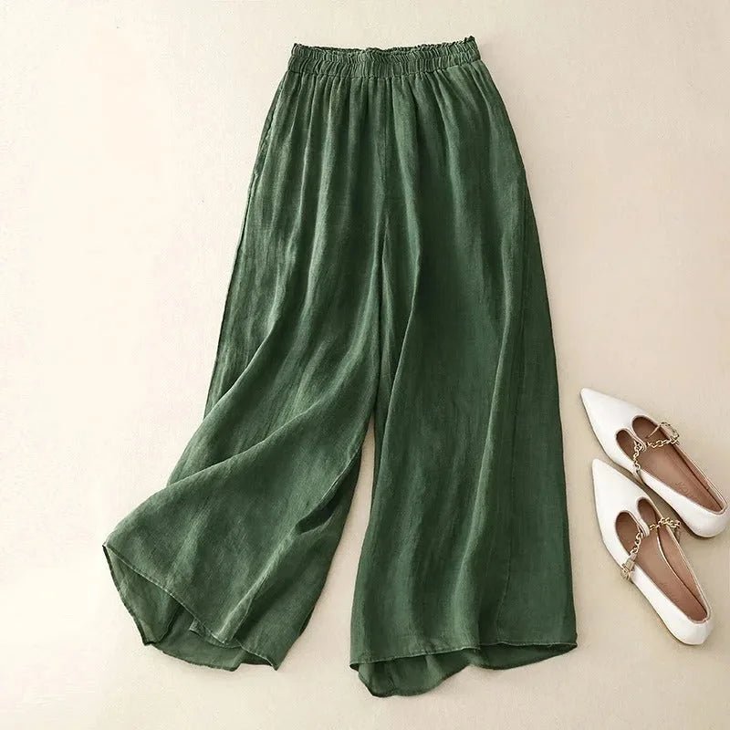 Beatrice | Elegant Wide Leg Pants with Elastic Waist - Green - 2