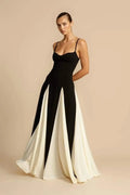 Aria | Elegant Color Block Maxi Slip Dress With Sweetheart Neckline