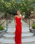 Grace | Elegant Ruffle Backless Maxi Dress with V-Neck