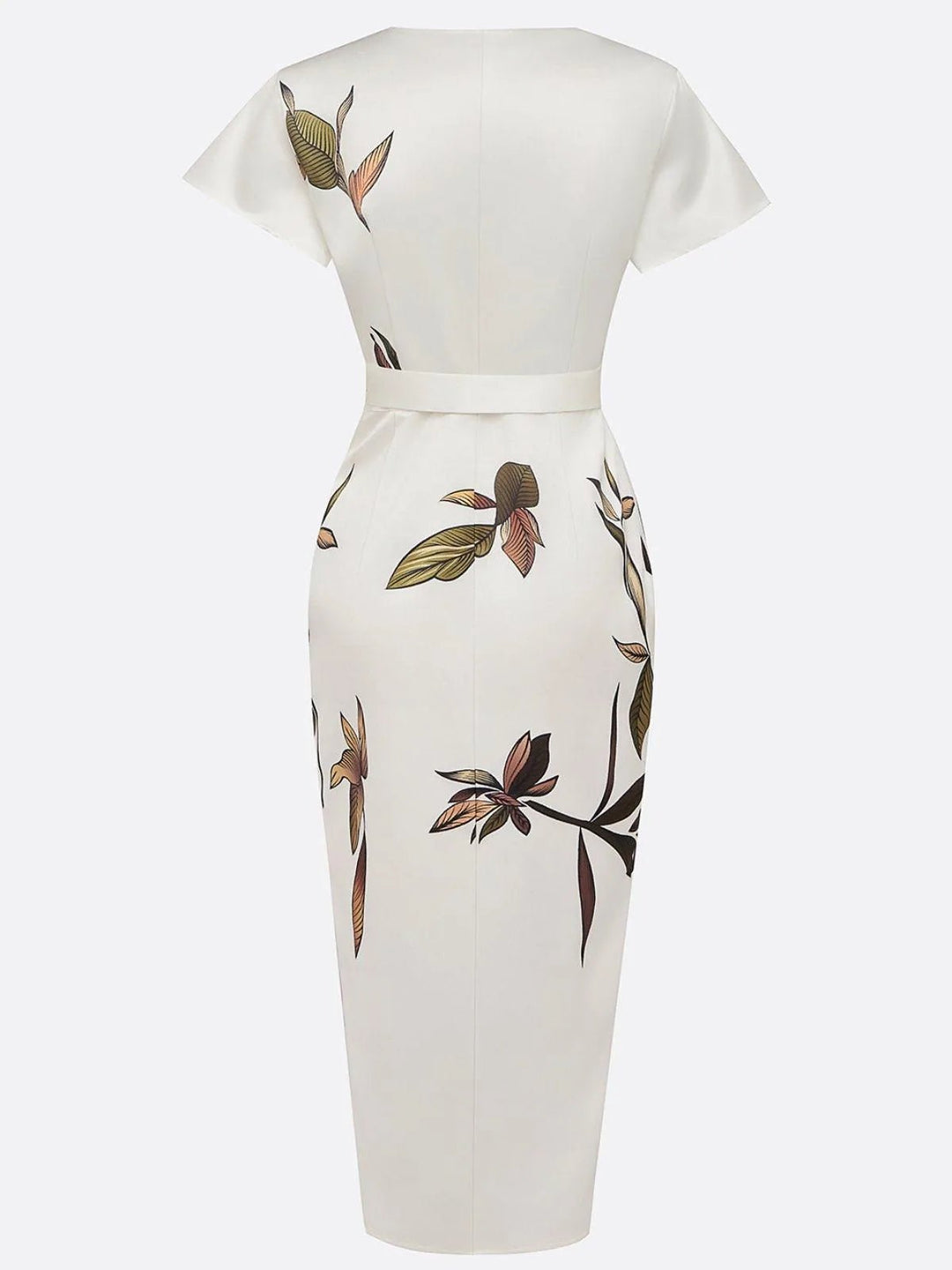 Harriet | Elegant V - Neck Floral Wrap Midi Dress - Light Blue - 7