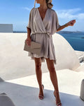 Iris | Elegant V-Neck Wrap Mini Dress
