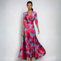 Amelia | Elegant Floral Wrap Maxi Dress with V-Neck