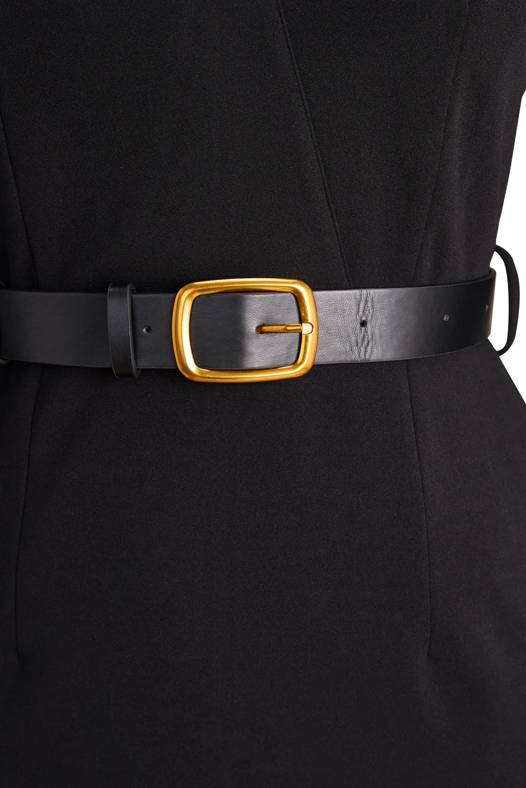 Elise | Elegant Black Wrap Midi Dress with Belt - Black - 10