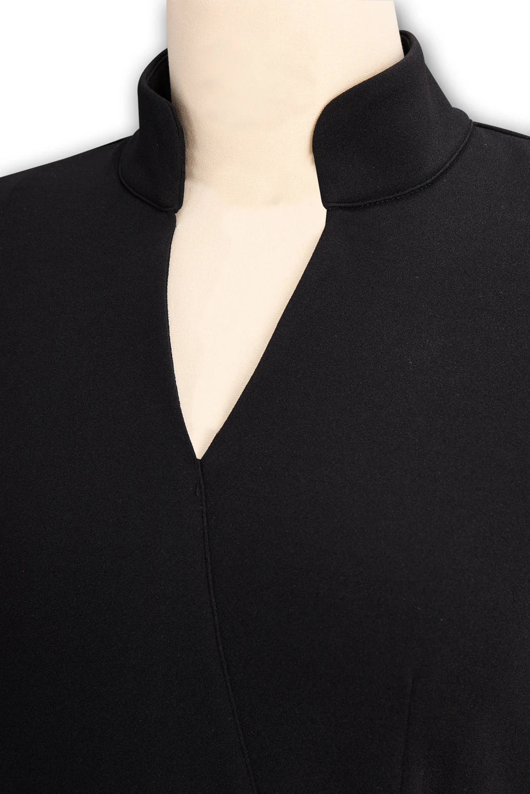 Elise | Elegant Black Wrap Midi Dress with Belt - Black - 11