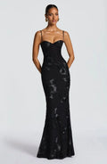Women's Floral Embroidered Maxi Dress — Bianca Sweetheart Lace-Up