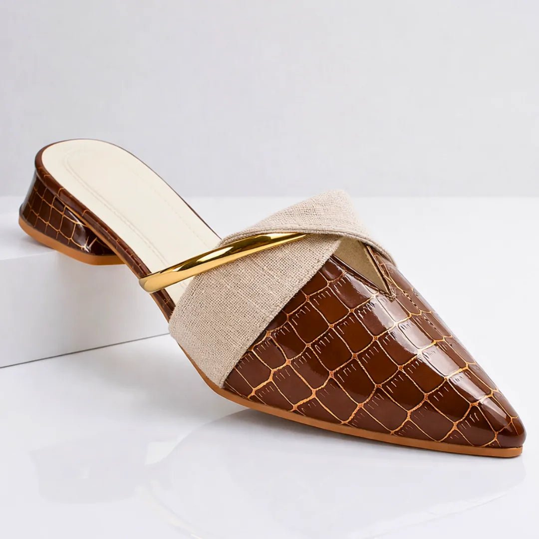 Adrian | Men's Gator Slip On Mules with Gold Accent - Black - 5