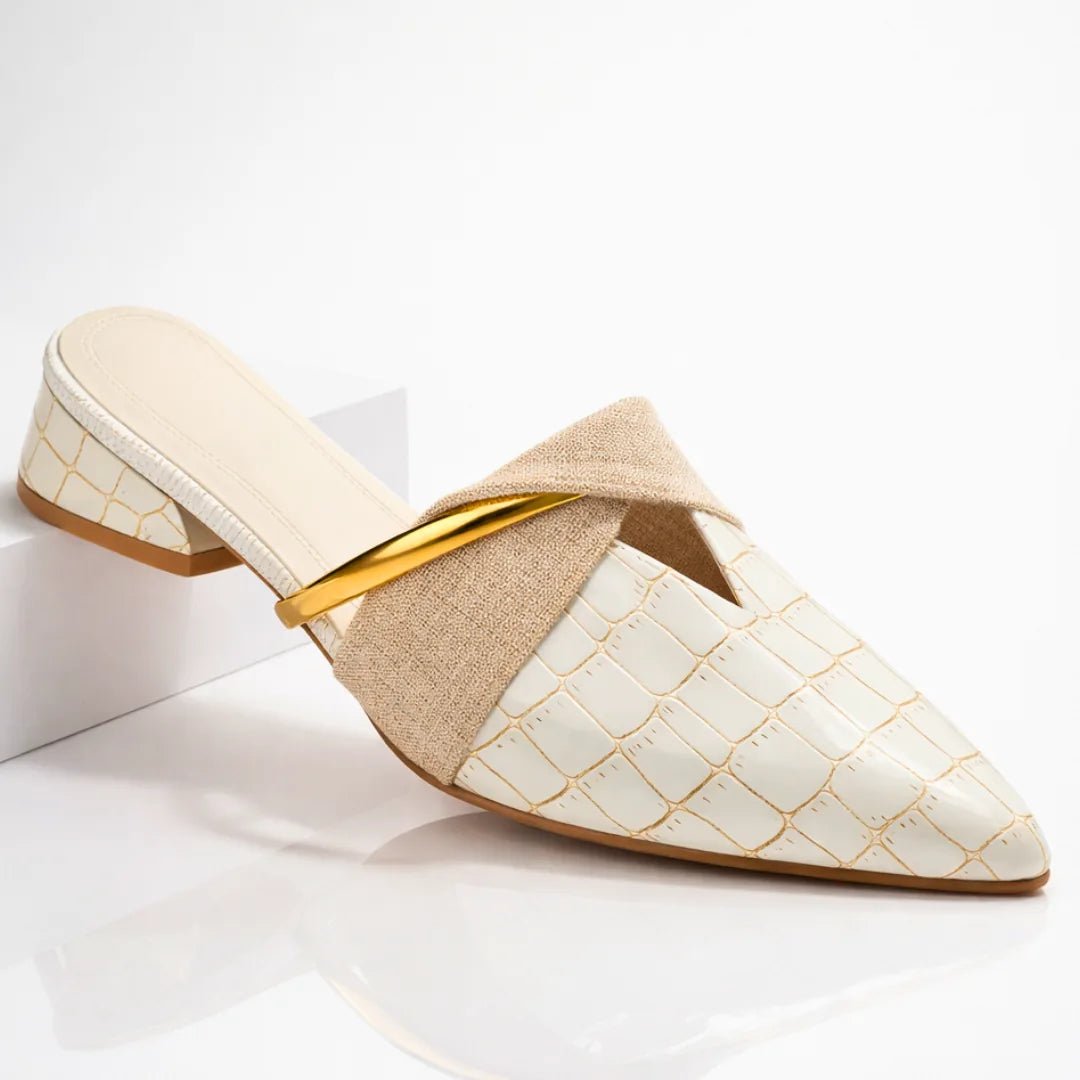 Adrian | Men's Gator Slip On Mules with Gold Accent - Black - 7