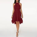 Women's Halter Ruffle Midi Dress — Laurel Tiered Cocktail Party