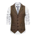 Men's Herringbone Waistcoat — Declan Button-Front Tailored Lapel