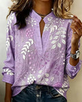 Women's Floral High Neck Blouse — Marlowe Embroidered Long Sleeve