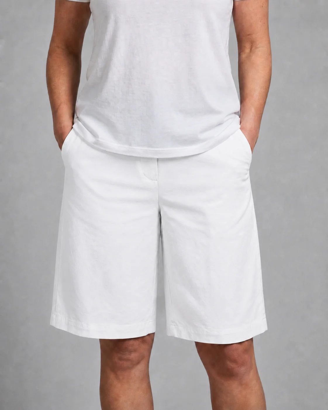 Wit Women's High-Waisted Bermuda Shorts — Wren Straight-Leg Pockets - Front Relaxed