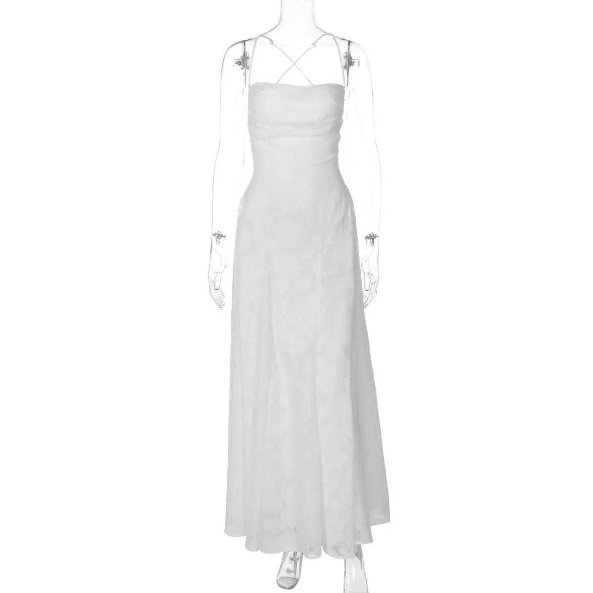 Margaret | Elegant Lace - Up Back Evening Dress - White - 7