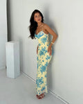 Eva | Chic Floral Print Sleeveless Maxi Dress with Lace-Up Detail