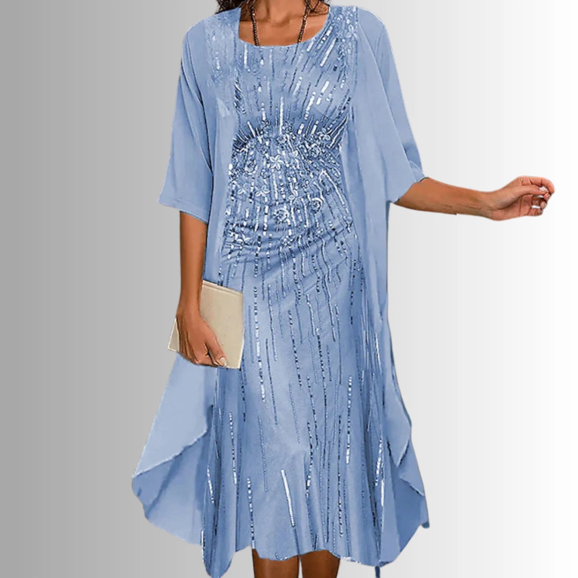 Blue Women's 2-Piece Summer Set — Abbie Layered Chiffon Floral - Pattern Front Styled