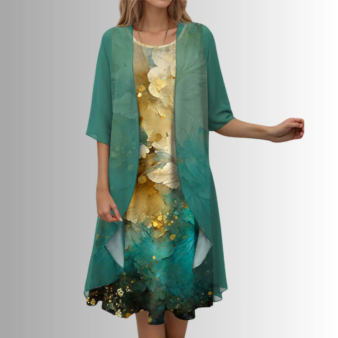 Blue Women's 2-Piece Summer Set — Abbie Layered Chiffon Floral - Worn Lifestyle