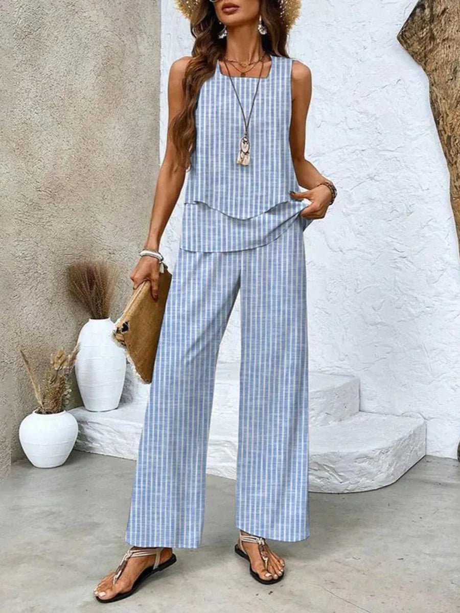 Nora | Elegant Summer Set With Layered Top - Light Pink - 6