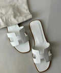 Women's Leather H-Strap Sandals — Valerie Slip-On Flat