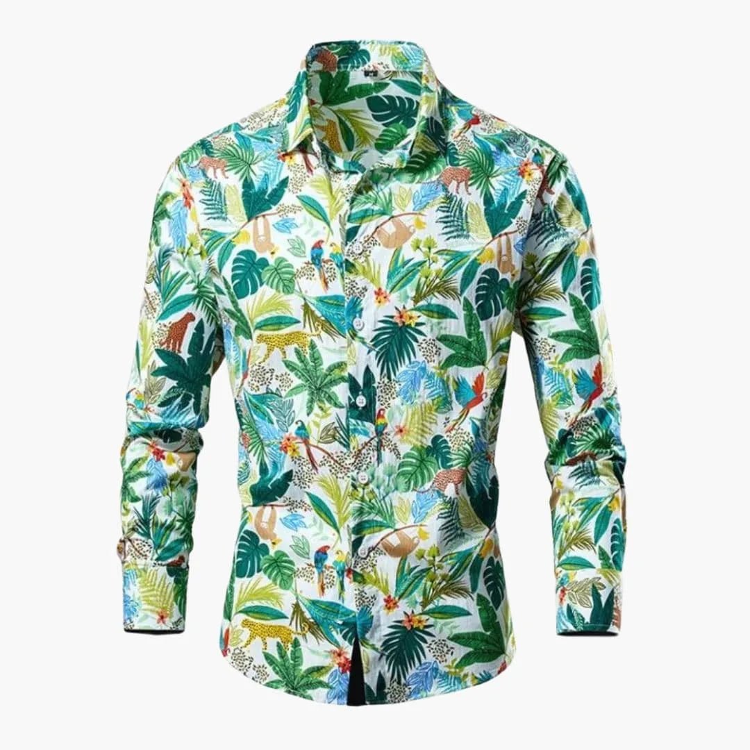 Elise | Long Sleeve Floral Print Blouse - Green - 5